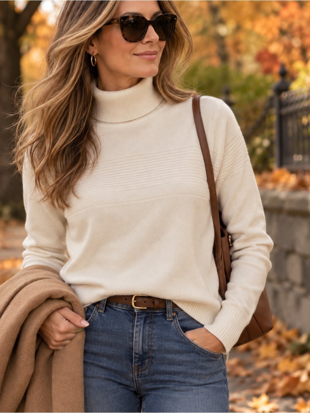 Hugo Boss Cream Ivory Cotton Wool Turtleneck Sweater L